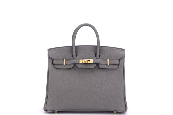 hermes birkin 25 (stamp d) raisin color togo leather gold hardware, with  keys, lock, raincoat & dust cover