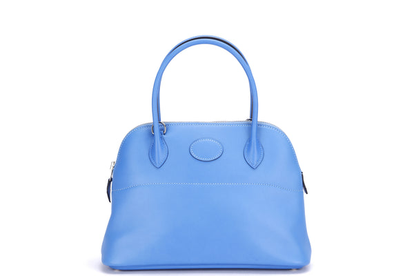 HERMES BOLIDE 27 (STAMP X) BLUE PARADISE SWIFT LEATHER, WITH DUST COVER ...