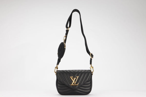 louis vuitton m57633 multi pochette accessories blue giant monogram canvas,  with strap, chain, dust cover & box