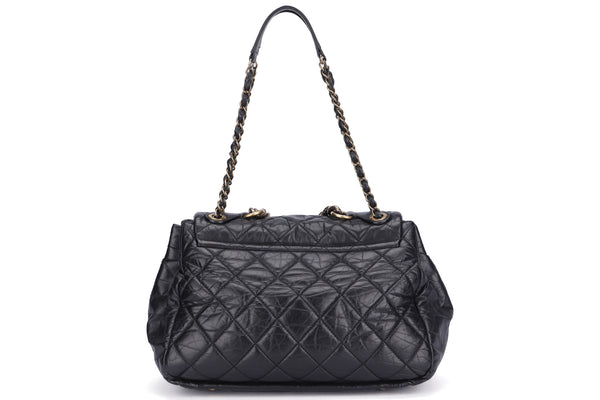 Chanel Vintage 2 Way Use Bag (1597xxxx) Black Quilted Distressed ...