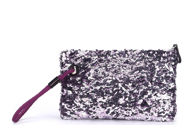 Louis Vuitton Rococo Silver & Purple Sequin Large Wristlet Pochette - SOLD