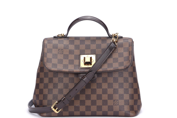 louis vuitton n52000 berkeley bag (fl5018) damier ebene canvas gold  hardware, no dust cover