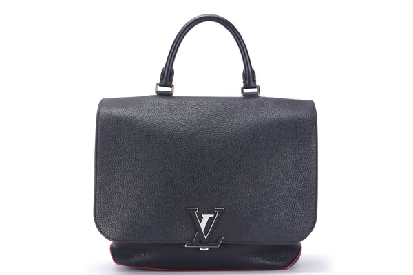 Louis Vuitton Black Leather width 25mm Adjustable Strap, Silver