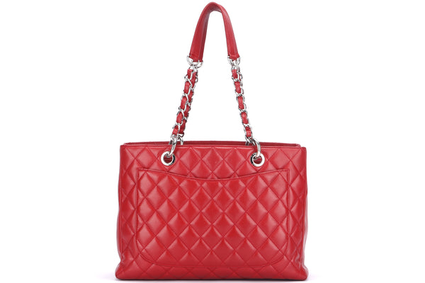 CHANEL GST (1563xxxx) RED CAVIAR LEATHER SILVER HARDWARE, WITH CARD, NO ...