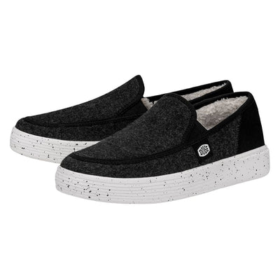Fashion Black Covered Slip-on Pam Slippers- With Centre Openings
