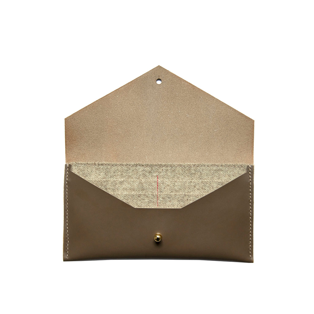 Taupe Leather Envelope Clutch Wallet | Maragold Designs