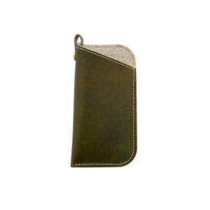 Leather Sunglasses Sleeve in Olive Green
