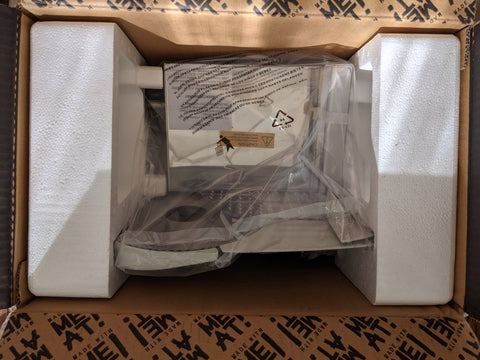 unboxing of 7.5" meat slicer inside packaging