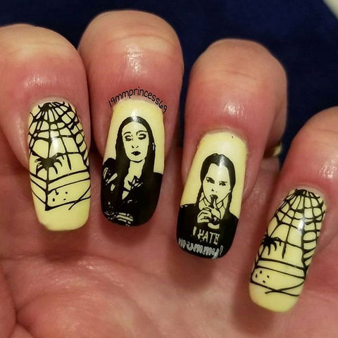 The Adams Family Nail art stamping.