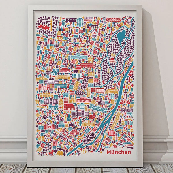 Munich city map poster