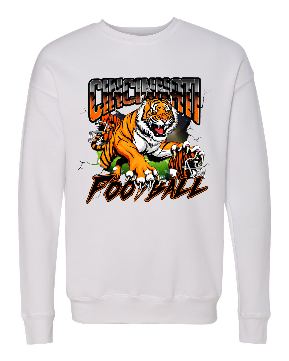 Bengal Tiger Cincy | Football Apparel | Cincy Shirts Crewneck Sweatshirt / Black / 3X