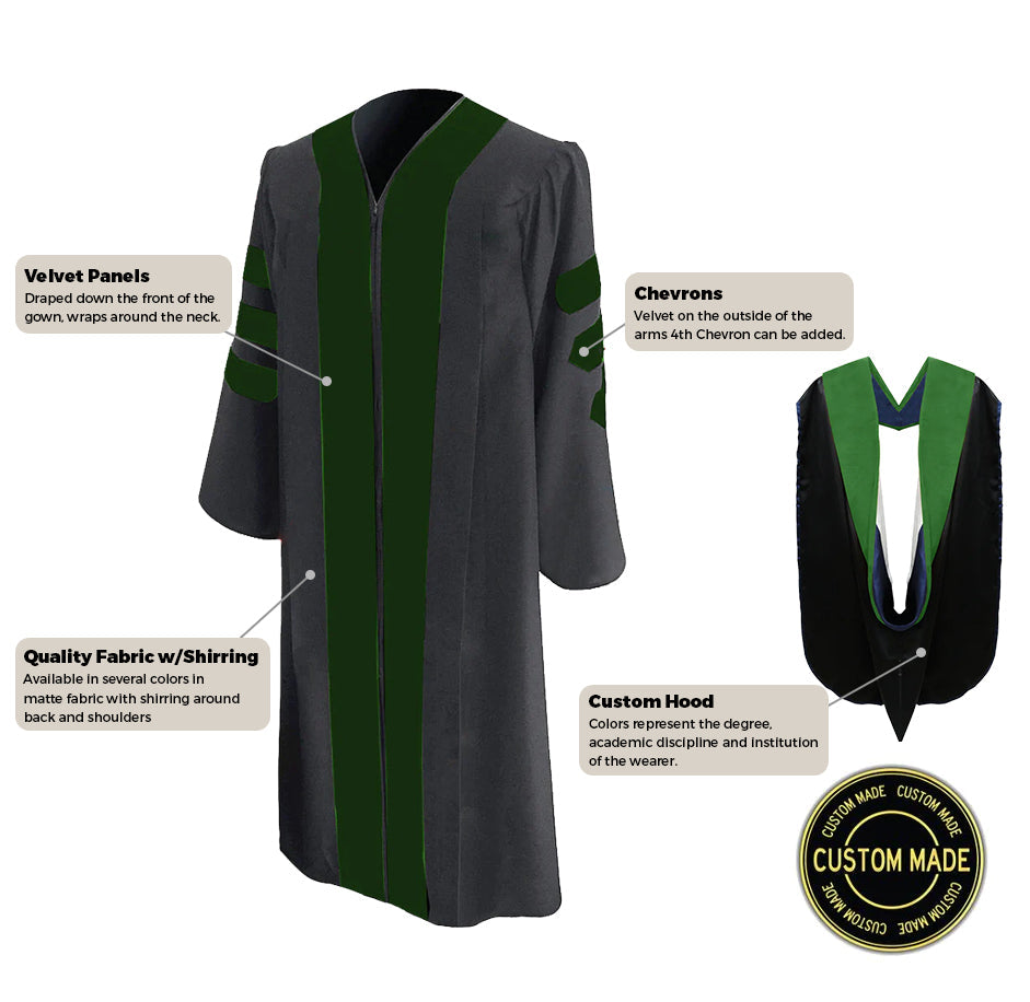 Premium Black PhD Gown, Hood, & Cap Regalia – CAPGOWN
