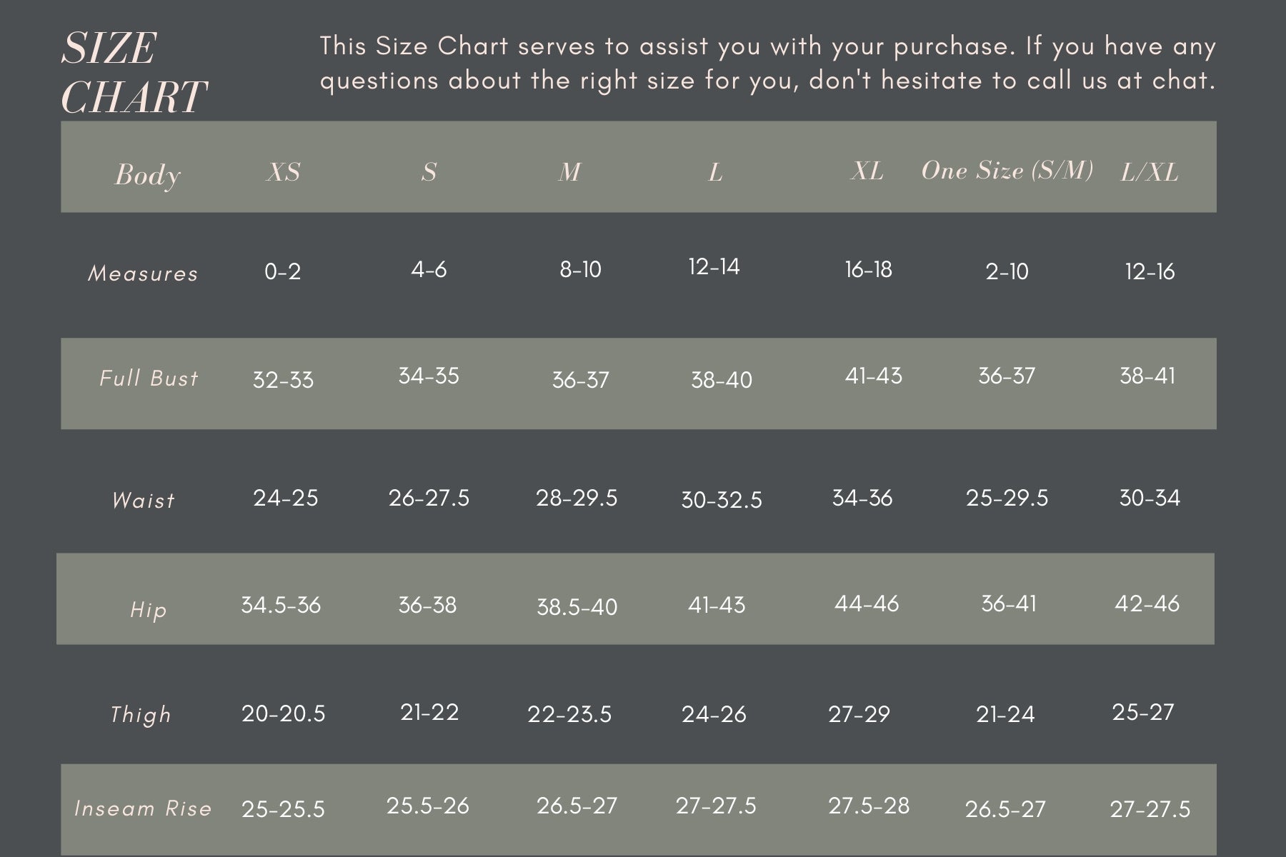 Size Chart – Shop Alis Sportswear