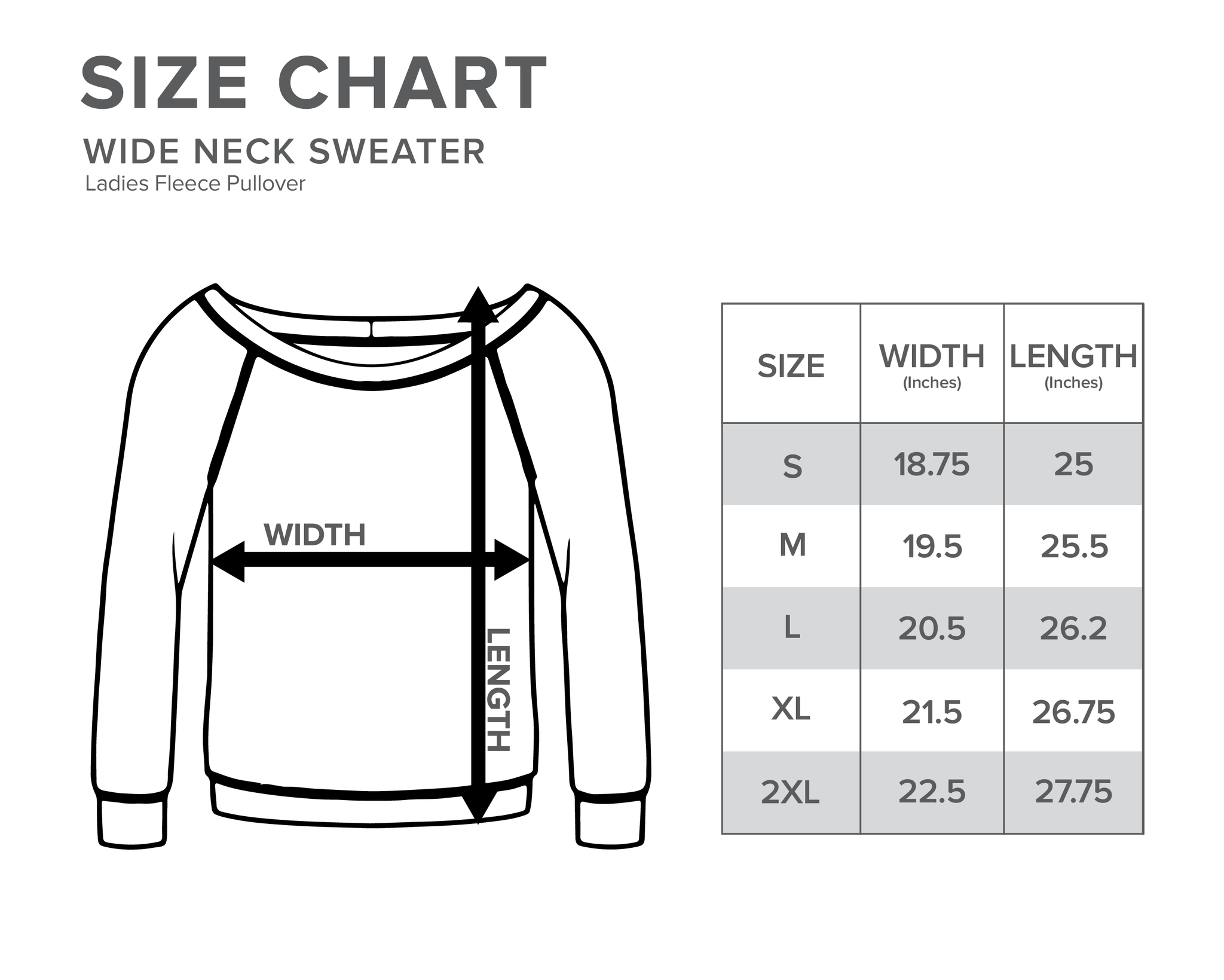 Wide Neck Sweater Materials & Size Guide – Royal Blush Apparel