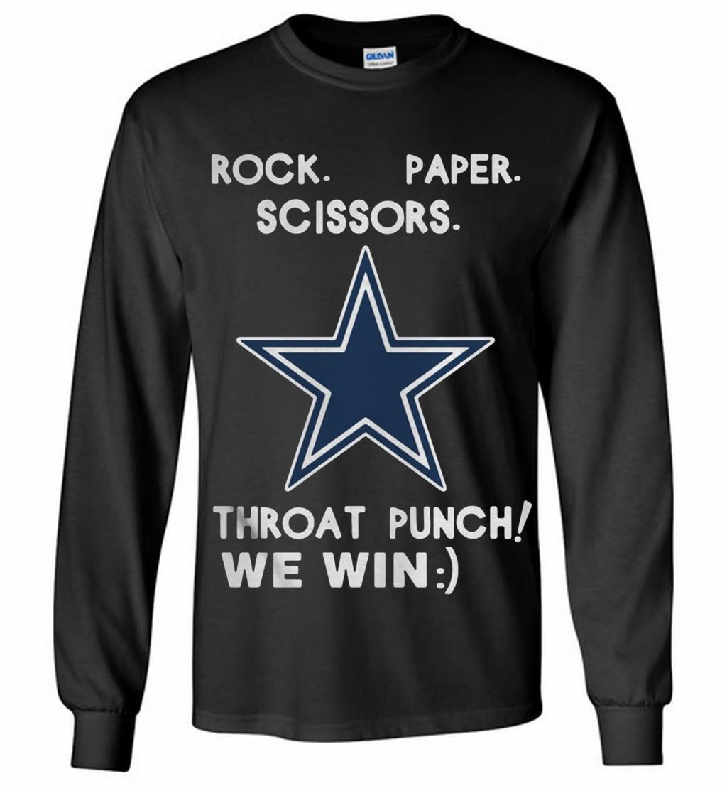 Dallas Cow Rock Paper Scissors Throat Punch We Win Long T Shirt