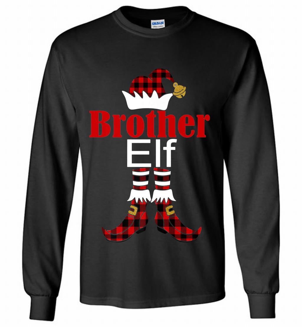 Christmas Matching Family Buffalo Plaid Elf Brother Long Shirt