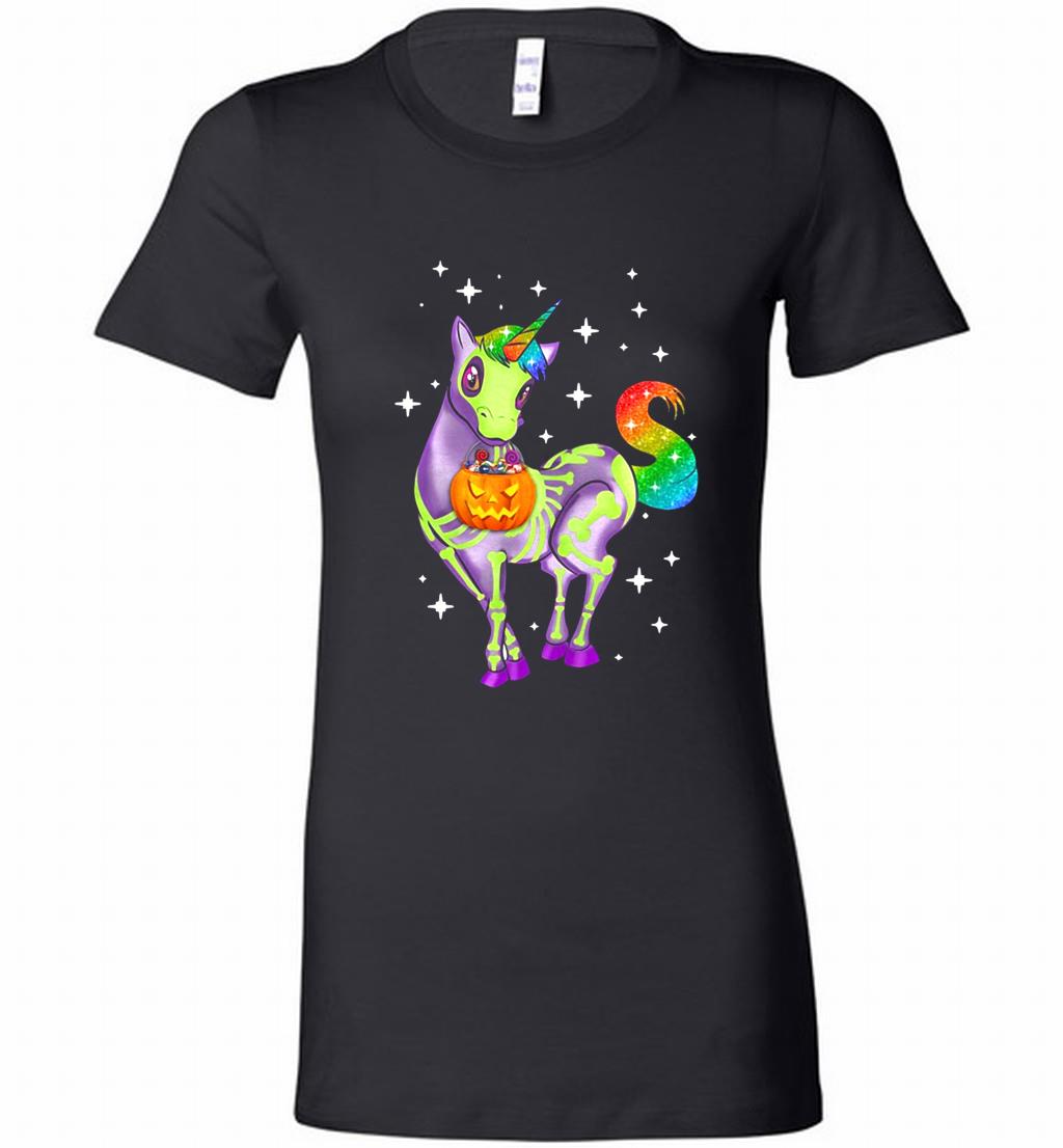 Unicorn Skeleton Halloween Bella Ts Shirts