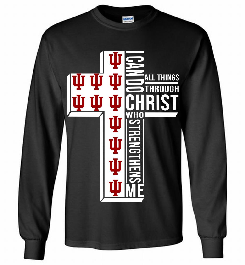 Indiana Hoosiers I Can Do All Things Through Christ Who Strengthens Me Long T Shirt