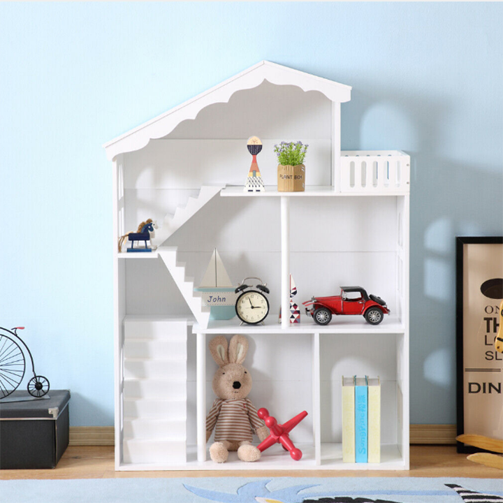 white dollhouse bookcase