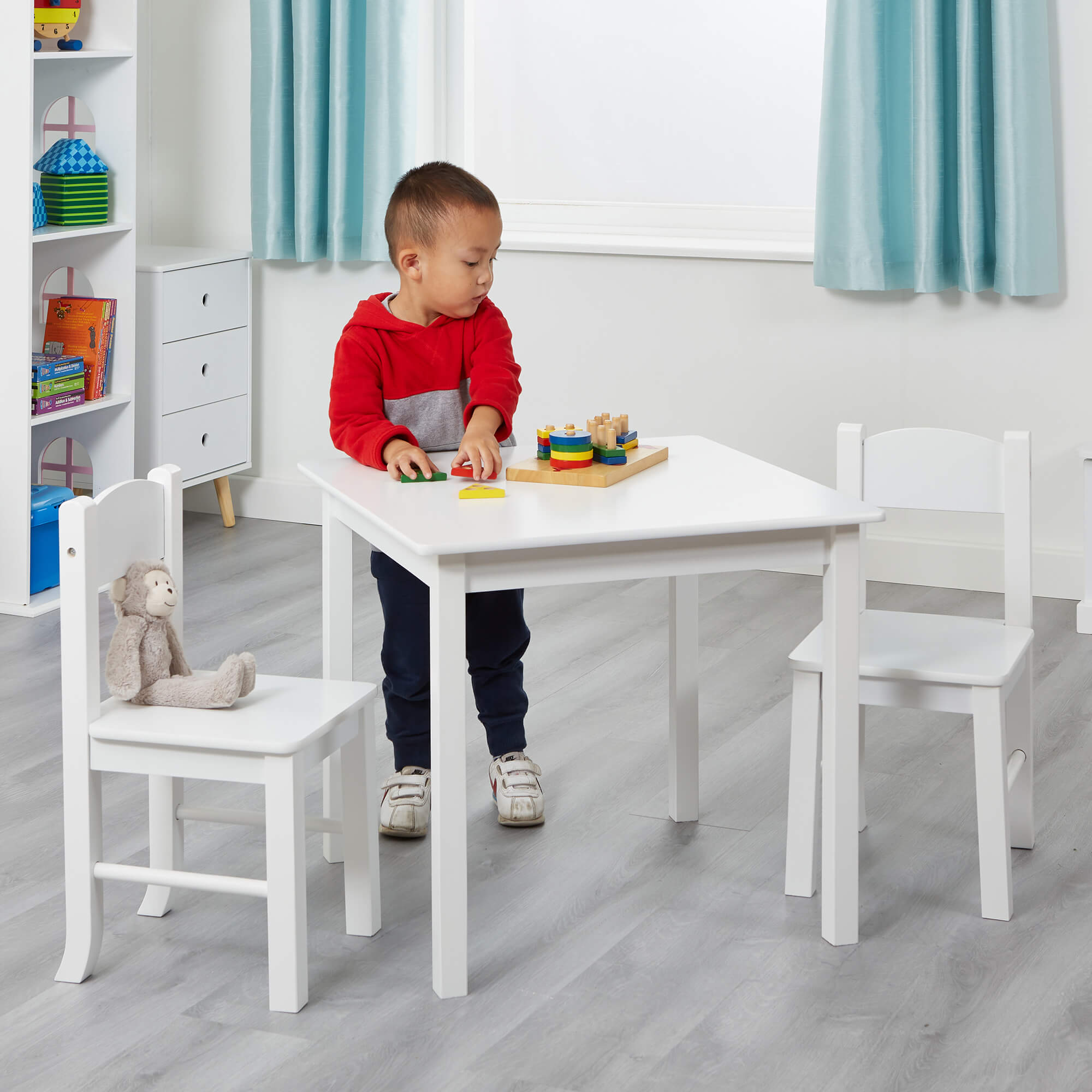 Kinderen | Kinder moderne tafel en stoelen | Wit | Massief hout – www.littlehelper.co.uk