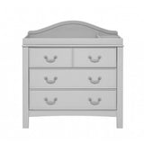 The French Grey Eclipse chest of drawers with changing unit combines vintage style and a fresh white finish, making it a beautiful addition to your new nursery.