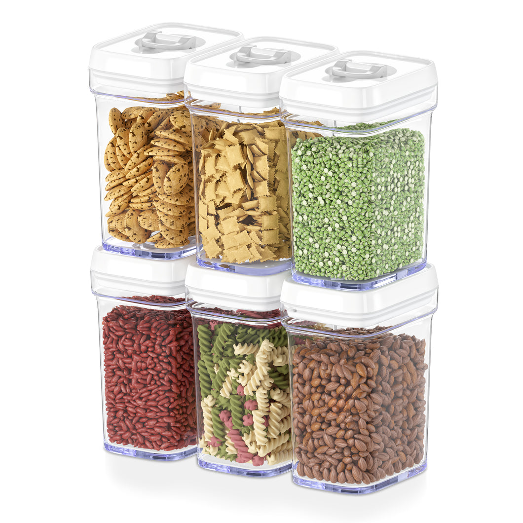 Airtight Food Storage Containers with White Lids 6 Piece Set Dwellza