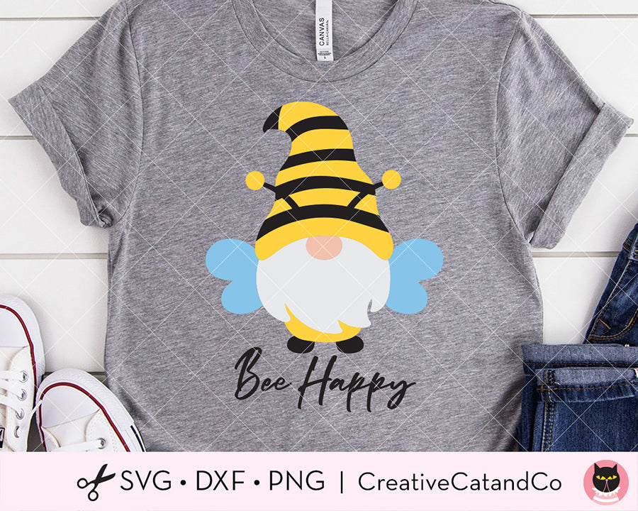 Download Bee Happy Gnome Spring Summer Gnome SVG | CreativeCatandCo