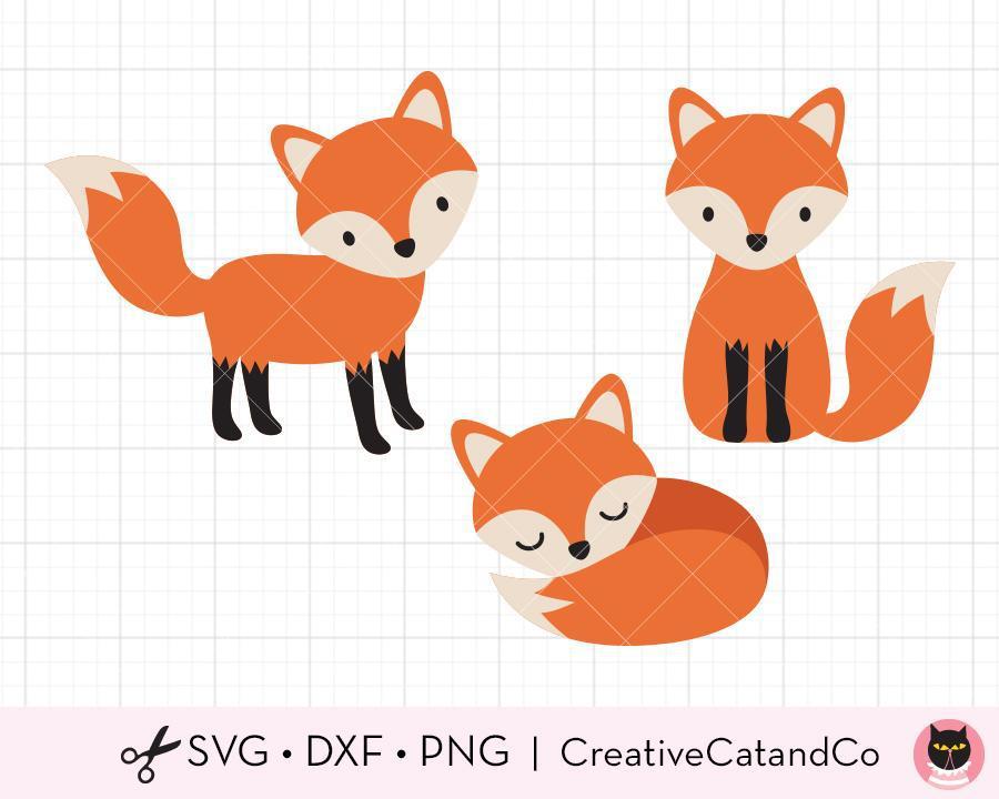 Cute Baby Fox Set Svg Cut Files Creativecatandco