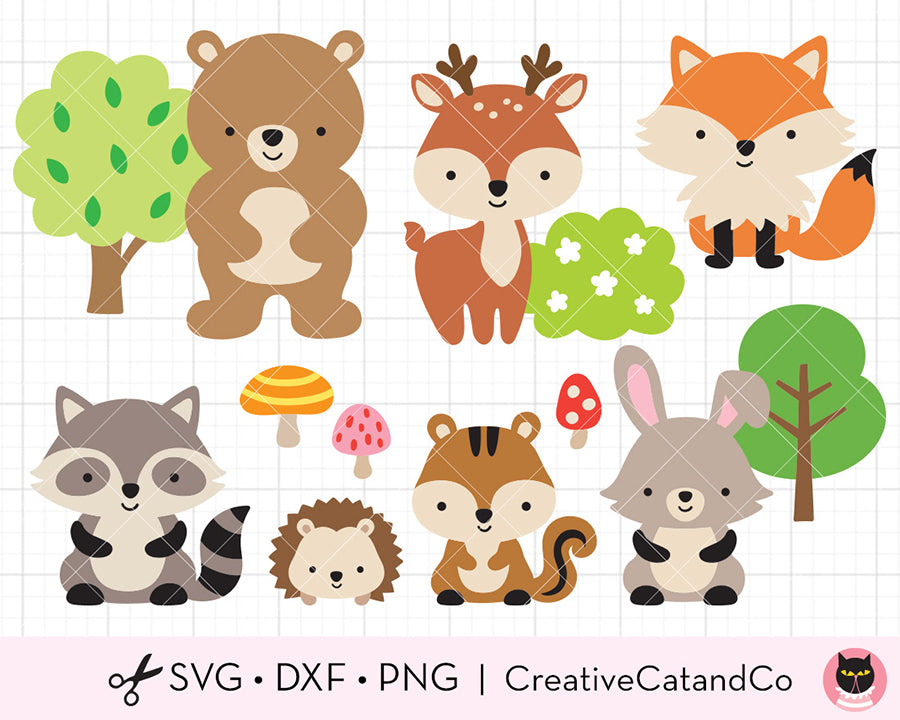 Download Forest Animals Baby Woodland Animals Bundle Svg Cut Files Creativecatandco