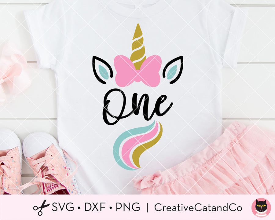 Girl 1st Birthday Unicorn Horn and Tail SVG Files ...
