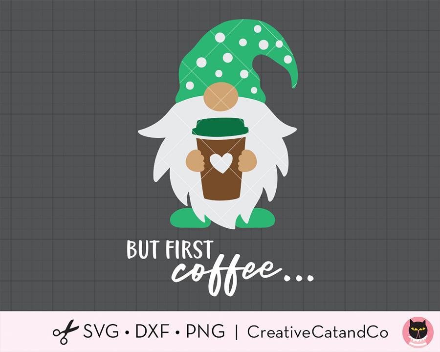 Download Gnome Holding Coffee Cup Svg Cut Files Creativecatandco