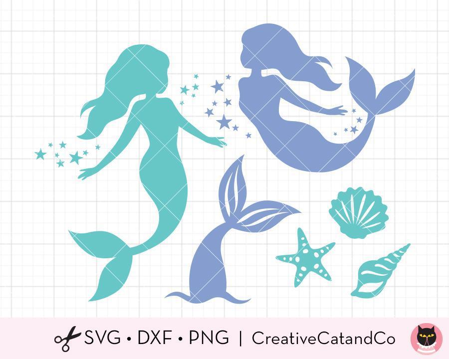 Download Mermaid Tail And Seashells Silhouette Svg Files Creativecatandco