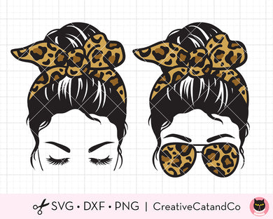 Messy Bun Woman with Coffee SVG Cut Files | CreativeCatandCo