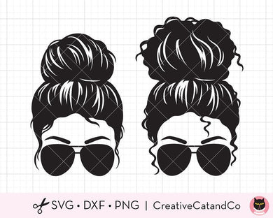 Download Messy Bun Woman with Coffee SVG Cut Files | CreativeCatandCo