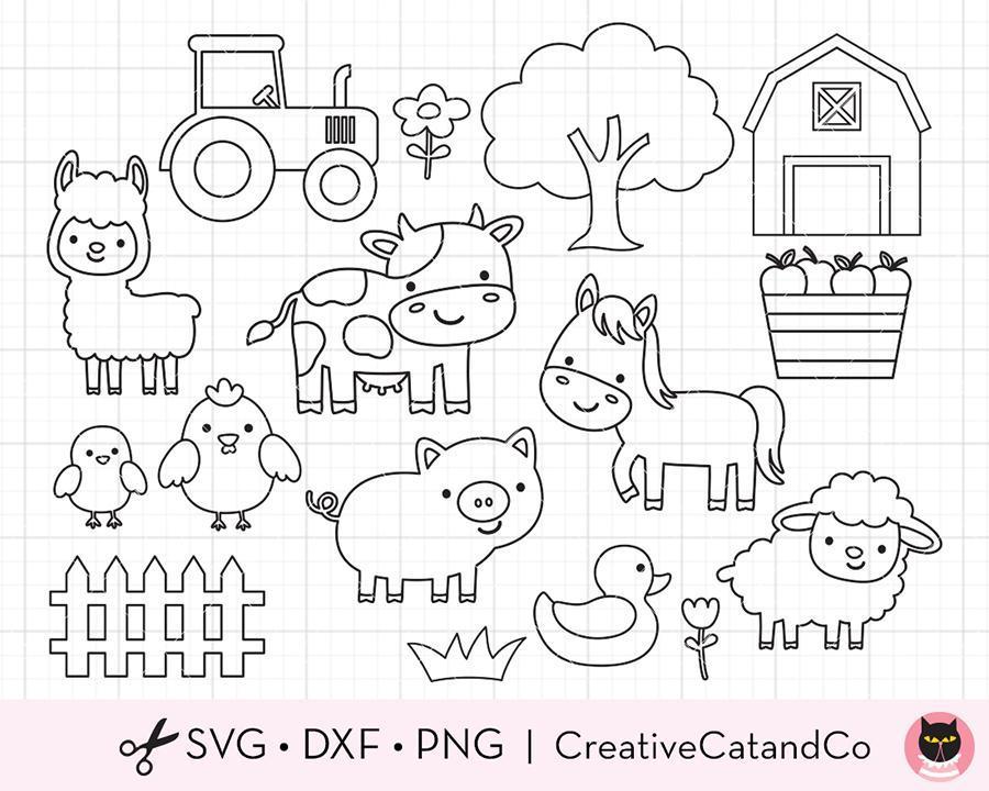 Download Outline Farm Animals For Coloring Svg Files Creativecatandco