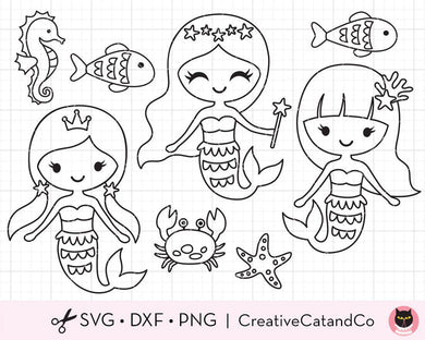 Download Mermaid And Princess Svg Cut Files Creativecatandco