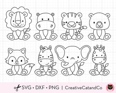 Download Outline Wild Jungle Animals For Coloring Svg Files Creativecatandco