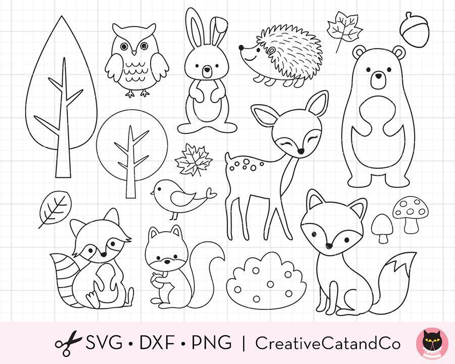 Download Outline Woodland Animals For Coloring Svg Files Creativecatandco