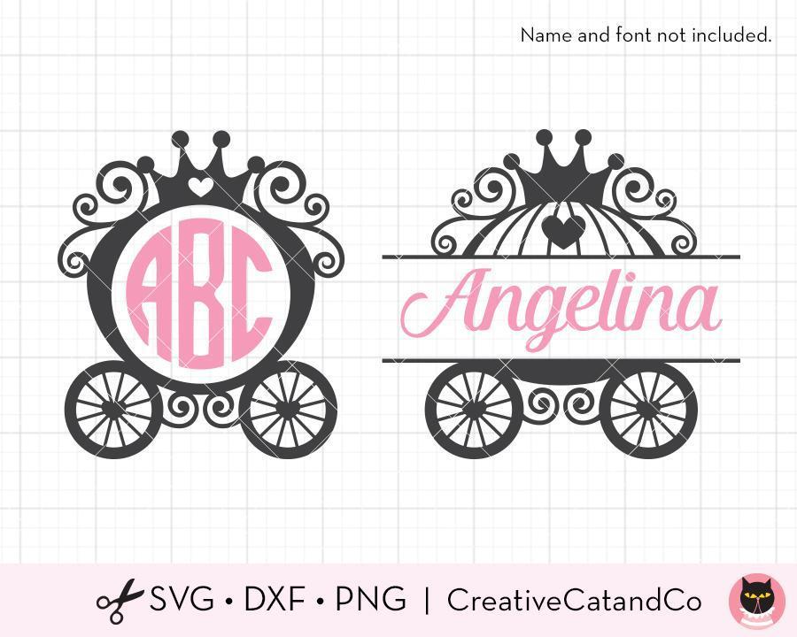 Download Princess Carriage Monogram And Split Frame Svg Creativecatandco