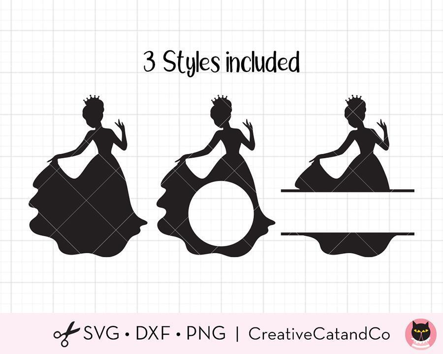 Princess Silhouette Monogram And Split Frame Svg Files Creativecatandco