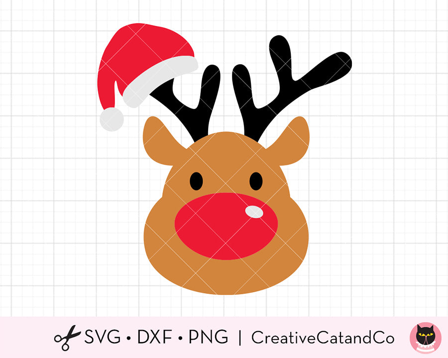 Baby First Christmas Reindeer with Santa Hat SVG | CreativeCatandCo