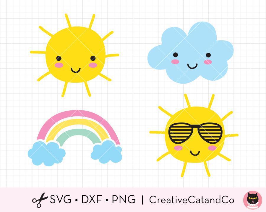 Download Happy Sun Cloud Rainbow Weather Svg Files Creativecatandco
