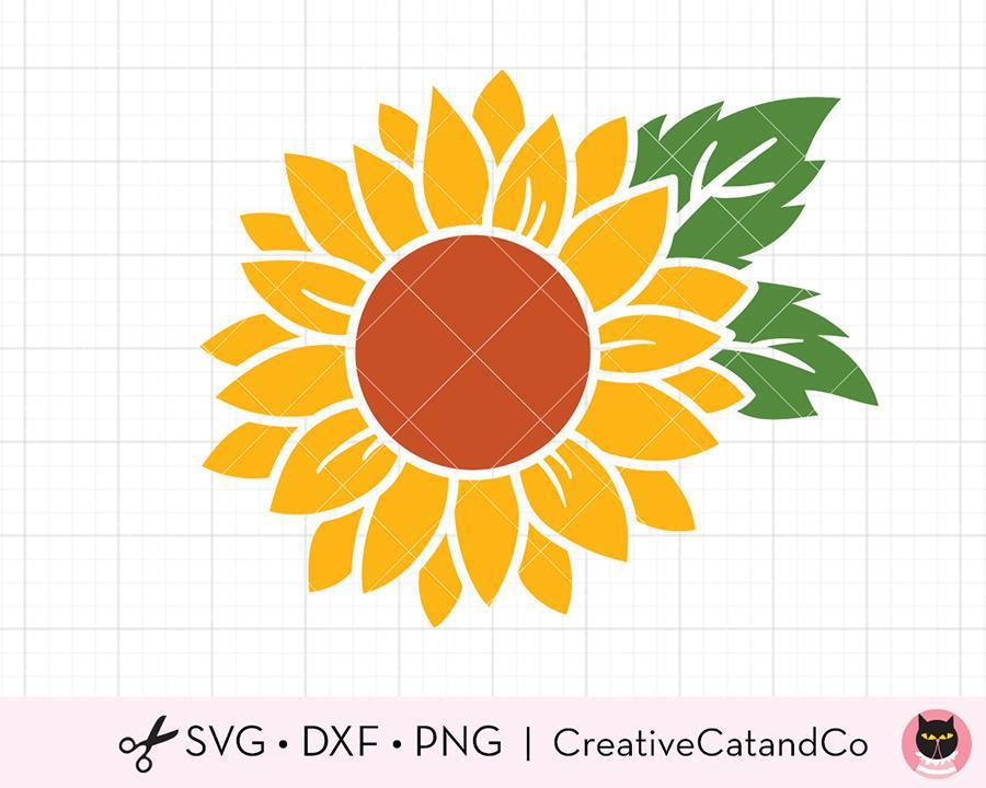 Download Sunflower With Leaves Svg Cut Files Creativecatandco