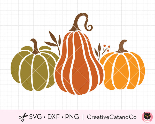 Three Fall Harvest Pumpkins SVG | CreativeCatandCo