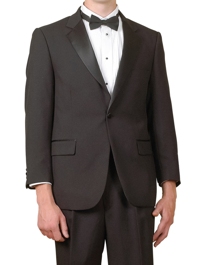Men's One Button Black Tuxedo Suit, Shirt, Bow Tie, Cummerbund 5 Pcs N