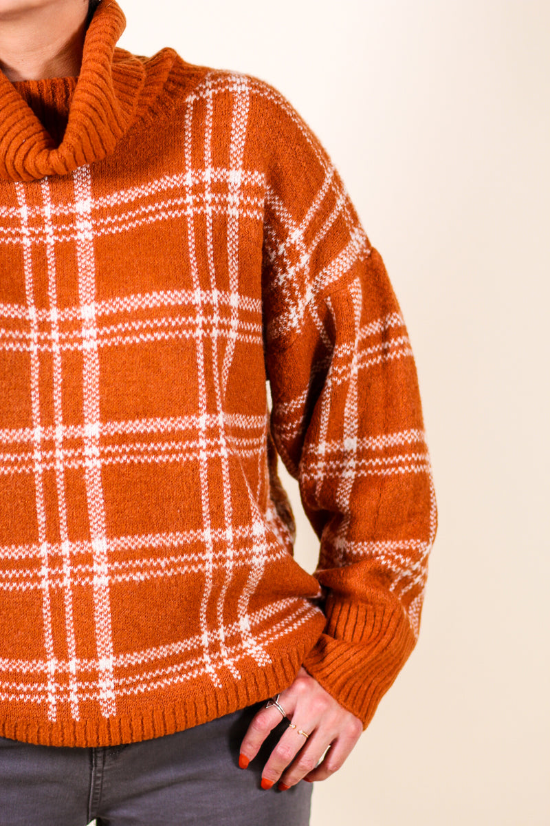 Cozy Plaid Turtleneck Sweater