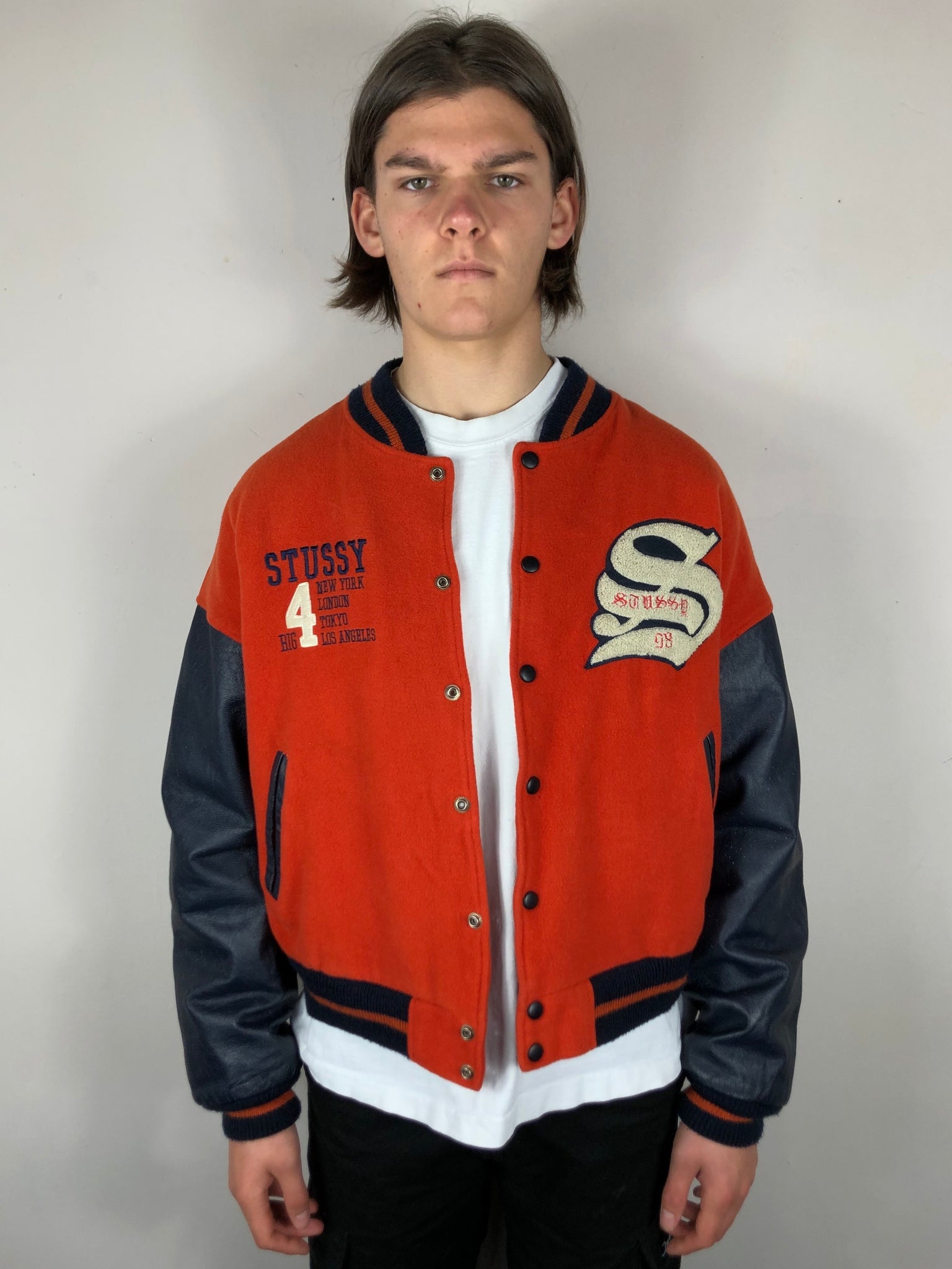 激レア 80s old stussy long versity jacket 国内初の直営店 soudal.by