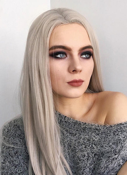 Straight Grey Blonde Lace Front Synthetic Wig LF238 – Wig 