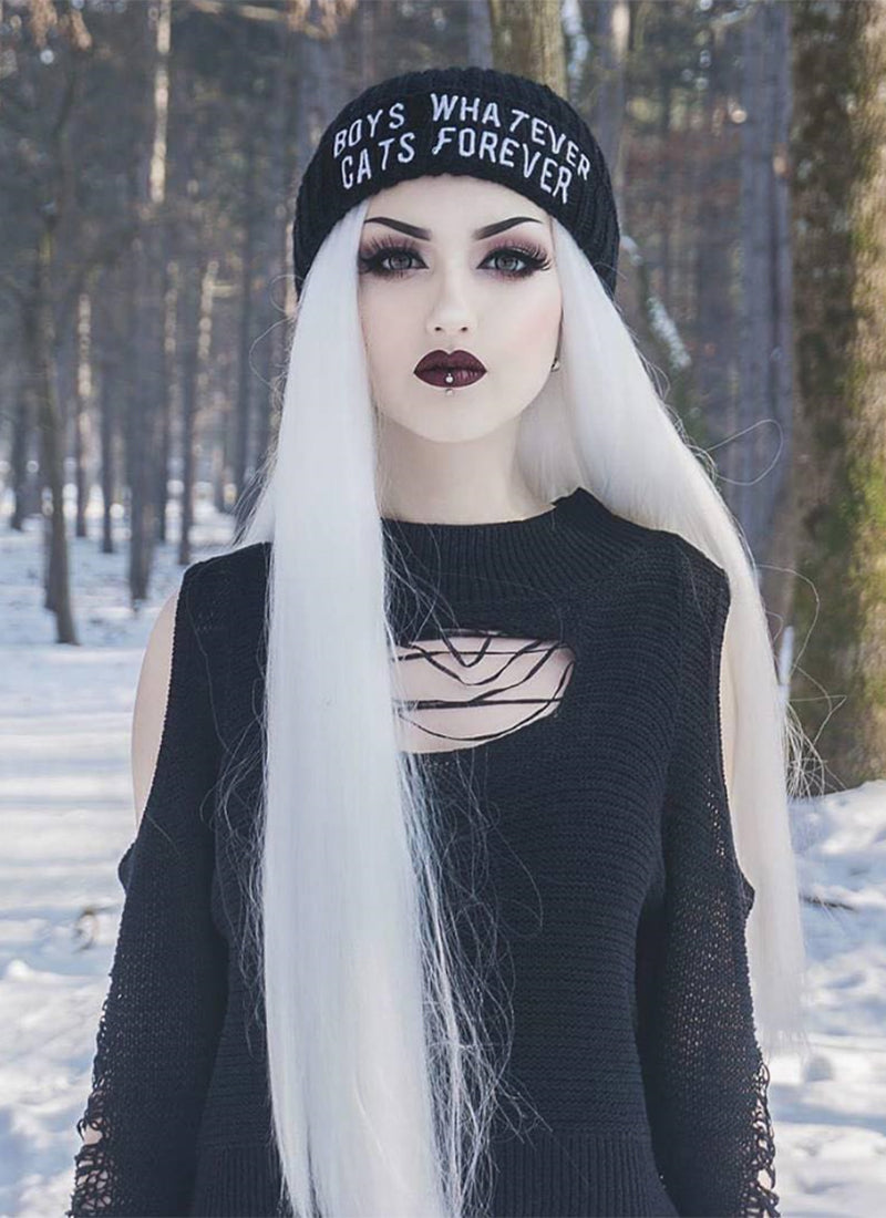 long white wig lace front