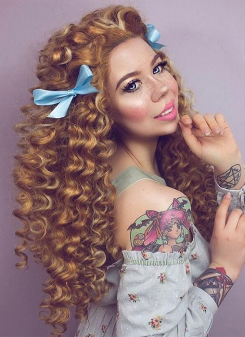 long blonde curly hair wig